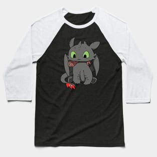 Cute Hungry Toothless, Night fury with fish, Httyd dragon Baseball T-Shirt